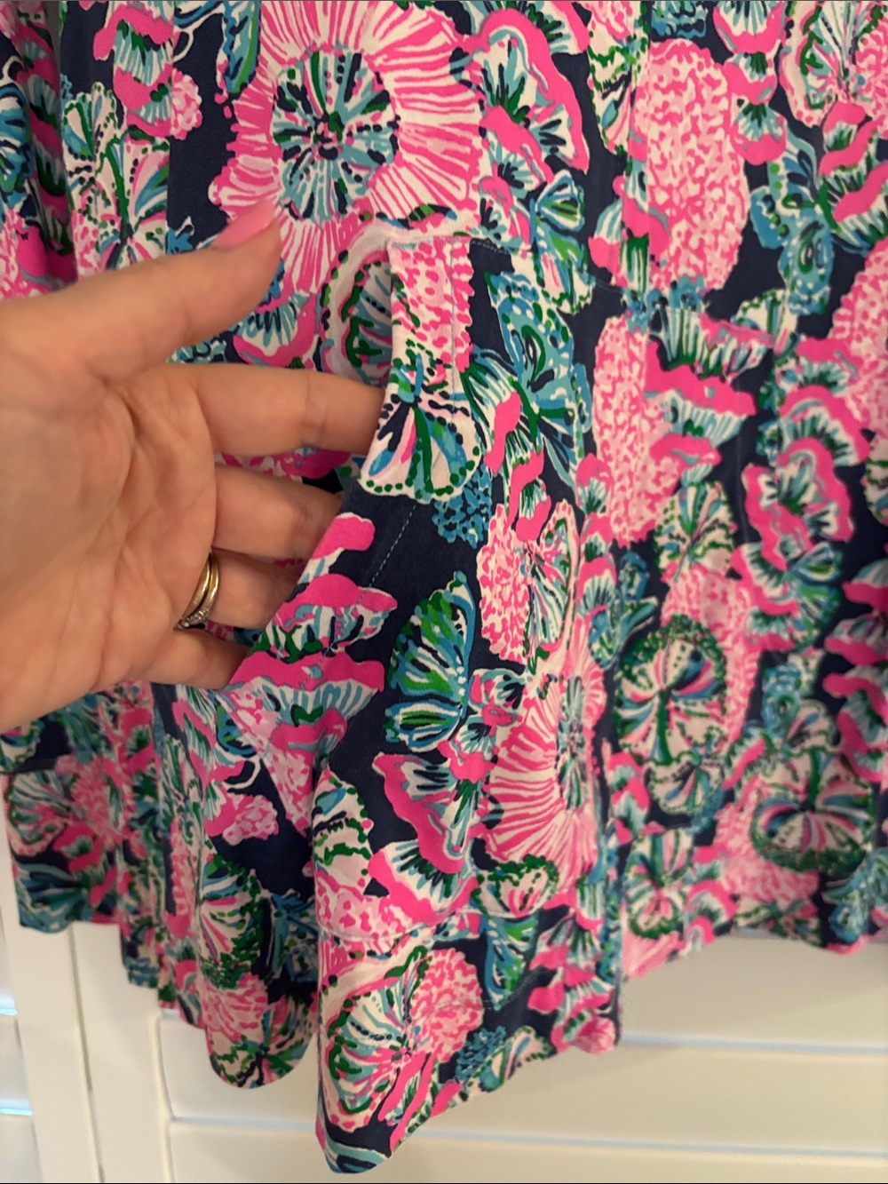 Lilly Pulitzer Pink & Blue Floral V-Neck Tunic - Picture 3 of 9